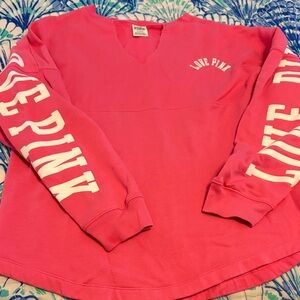 PINK Victoria's Secret Hot Pink 'Love Pink' Long Sleeve Sweatshirt